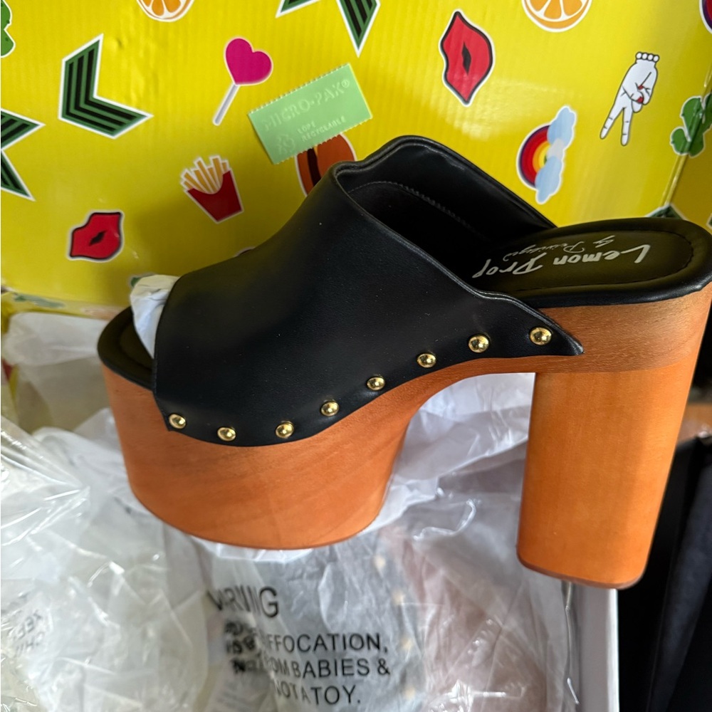 Privileged Black and Tan Studded Platform Mules